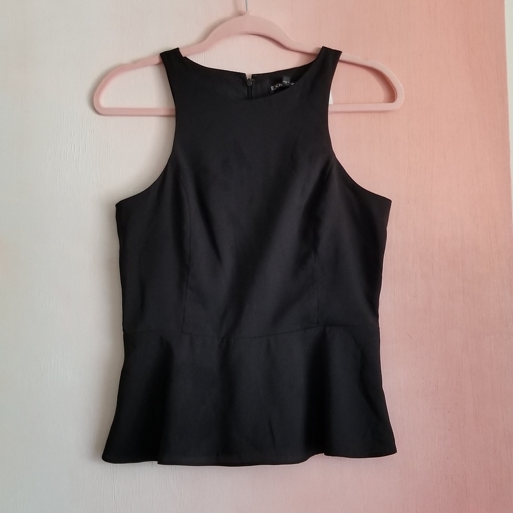 EXPRESS Black Racerback Peplum Top